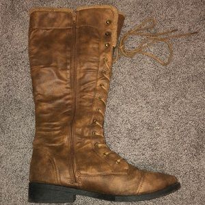 Brown leather high boot